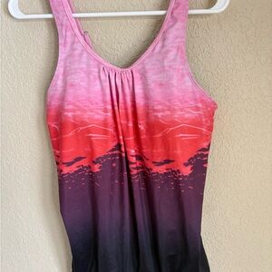 NWT Pink and Black Gradient Swim Top
